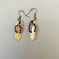 Wunderschöne Ohrringe Hänger Hippie Boho Sommer Flip Flops Perlmutt Perlen