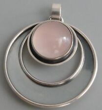 Designer Anhänger Rosenquarz 935 Silber geschwärzt Vintage 70er Pendant silver