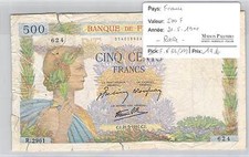 BILLET 500 FRANCS LA PAIX