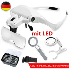 Profi LED Stirnlupe Kopflupe Lupenbrille Mit Licht Lupe Brillenlupe Leuchtlupe