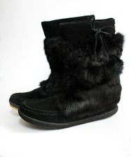 FLIP FLOP Halbstiefel Stiefelette Leder Echtfell Gr.38 schwarz