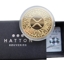XRP Ripple Inspired Coin | Gold Rare Crypto Coin | FREE Vitrine | Souvenir