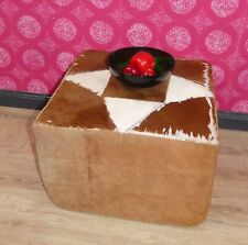 60er Jahre Beistelltisch großer Hocker 61x61x40 KUHFELL Couchtisch Sitzkissen