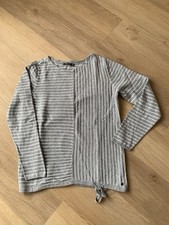 Damen-Pullover, Gr. M, von Cecil, grau mit weißen Streifen, Baumwolle