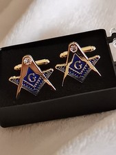New Manschettenknöpfe Freemason Masonic Goldfarbe 