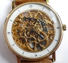 Alfred Rochat & Fils Automatik Skelett Uhr, Gehäuse Edelstahl vergoldet- Rarität