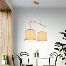 Hänge Decken Leuchte Wohn Zimmer Geweih Landhaus Stil Stoff Schirm Pendel Lampe
