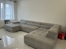 Sofa mit Schlaffunktion, Stoff, Grau