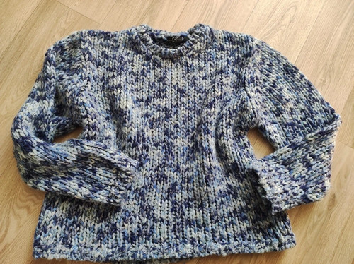 Blauer strickpullover für den - strickpullover,