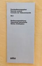 Braun Atelier RC1 Anleitung BDA original Deutsch sehr guter Zustand