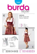 BURDA 7443 Dirndl Kleid Mit