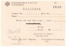 Orig. Quittung Volkswagenwerk