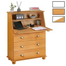 Sekretär Bürotisch Arbeitstisch mit Klappe 2 Fächer 3 Schubladen Kiefer