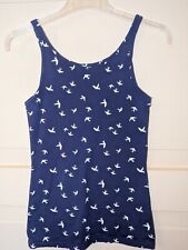 Hemdchen Mädchen Größe 176 blau mit weißen Schwalben 