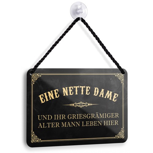 Nette dame schild 18x12cm - schild,
