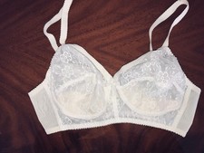 Vintage BH mit Spitze LYCRA Italien  Gr.6(XL) weiss transparent neu