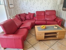 Stressless Wohnlandschaft rot, sehr guter Zustand, mit Stressless Hocker 