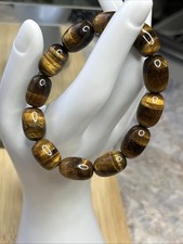 Tigerauge Armband Stretcharmband Edelstein Kristall 11 mm Heilstein Ovale Form