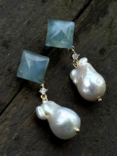 große Ohrringe Aquamarin mit