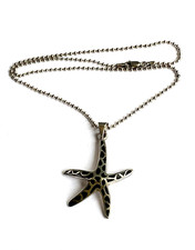 Tchibo Kette Kügelchen Kugelkette + Anhänger Seestern mit Onyx 925 Silber (3402)