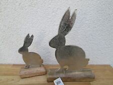 Hase Metall/Mango Holz Silber