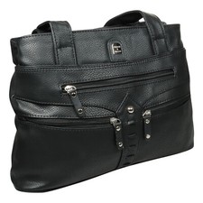 Damen Handtasche Schultertasche Tasche Shopper Schwarz Einkaufstasche Klassisch