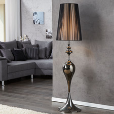 Design Stehleuchte LUCIE 160cm schwarz Barock Stil Stehlampe Standleuchte E27