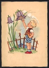 Künstler-AK Liesel Lauterborn: Junge mit Ball an Glockenblume 1941 