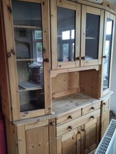 Buffetschrank, Kiefer massiv, mit Glasvitrine, gebraucht, guter Zustand