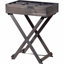 Dobar Klappbares Kräuterbeet aus Holz grau Pflanzbeet Blumenbeet Hochbeet Tablet