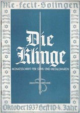 Solingen Okt. 1937 Die Klinge Monatsschrift für Stahl- und Metallwaren
