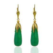 OPERHAUS Smaragd-Ohrringe Ohrhänger earrings Tropfenform Klappbrisuren Geschenk