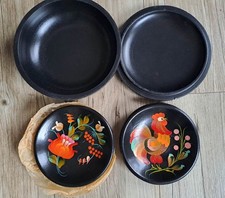 Kleine Schale mit Deckel, 2 Teller, buntbemalt, Holz, Deko, aus Kiew