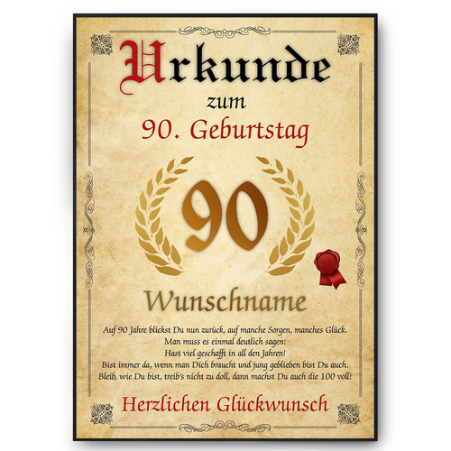 Urkunde zum geburtstag - urkunde,