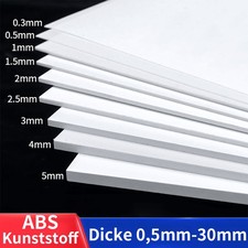 ABS Kunststoffplatte Platte Stärken 1,2,3,5,6,8mm - 30mm Kunststoff Platte Weiß