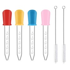 Pipette 4 Stück 5ml Silikon Kunststoff Pipetten Transparent mit Reinigungsbürste