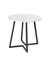 Esstisch Runder Küchentisch Marmor Optik Tisch Esszimmertisch 80cm Weiß/Schwarz