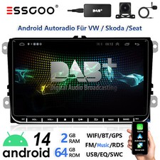 DAB+ 9" Android 14 Autoradio Carplay GPS Für VW Golf 5 6 Polo Touran Tiguan Navi