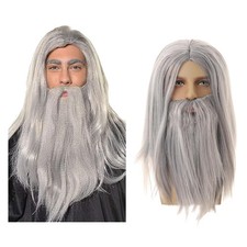 Grau Zauberer Perücke und