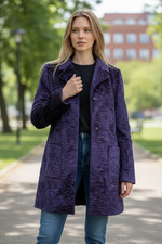 Kunstfell Jacke aus wunderbar weichem Persianer Kurzhaarfell in Lila Gr. 38