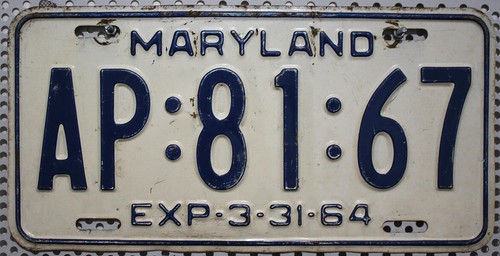 1964 maryland nummernschild - maryland,