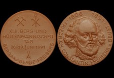 BERGBAU: Medaille 1991. BERG- & HÜTTENMÄNNISCHER TAG - BERGAKADEMIE FREIBERG.
