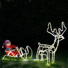 XXXL LED MAGIC SET Rentier+Schlitten+Weihnachtsmann 210 cm lang Elch Santa 2026