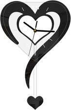 Schwarz Herz Wanduhr Modern