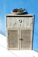 GeKi Trend Eckschrank Holz Vintage Kommode Schrank Shabby Eckregal Beistelltisch