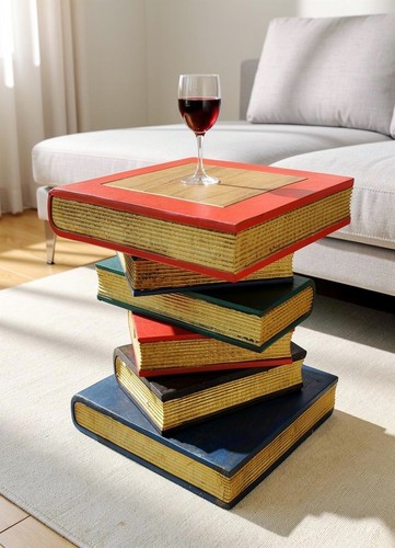 Bücherstapeltisch/bemalt/Gold