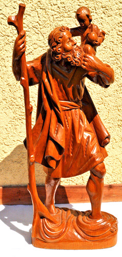 Große holzfigur heiliger - holzfigur,