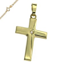 Anhänger Kreuz Kreuzanhänger 333 Gold Kommunion Konfirmation mit Kette