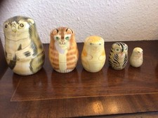 Matroschka Matrioschka Babuschka 5-teilig Handarbeit Holz Katzen
