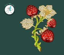 Brosche Erdbeeren Strasssteine